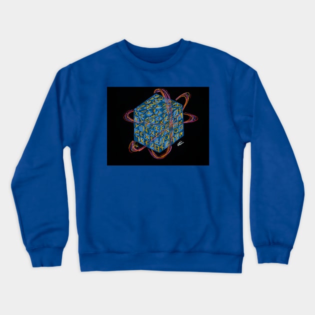 Quantum Sapphire Cube Crewneck Sweatshirt by RobinMain